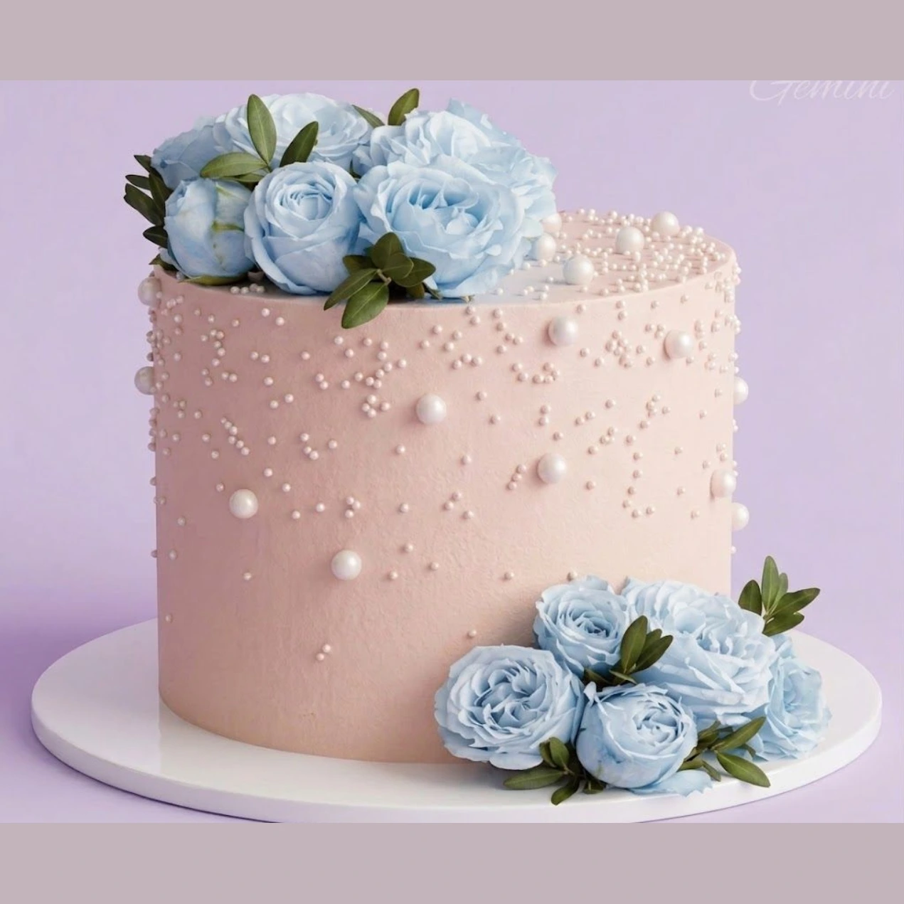 Peach Floral Birthday Cake Design