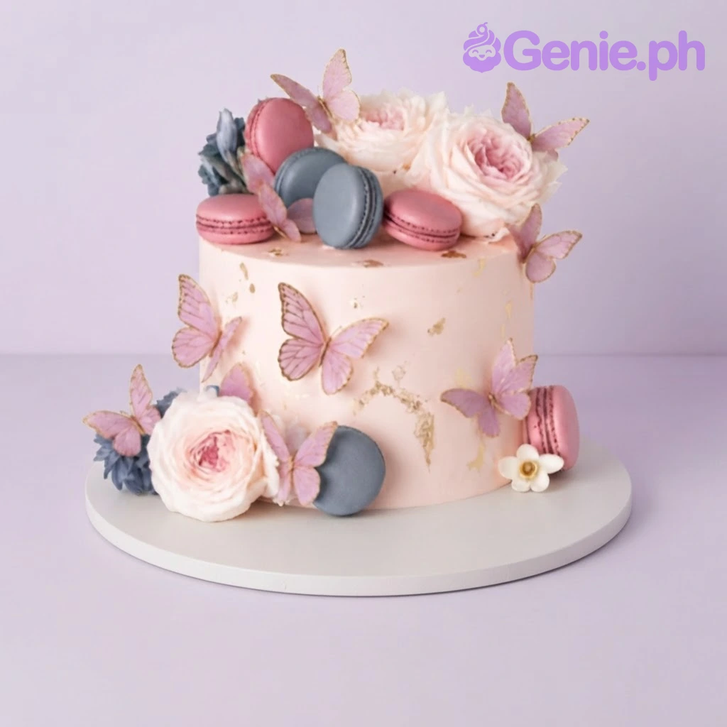 Butterfly Macaron Birthday Cake Design