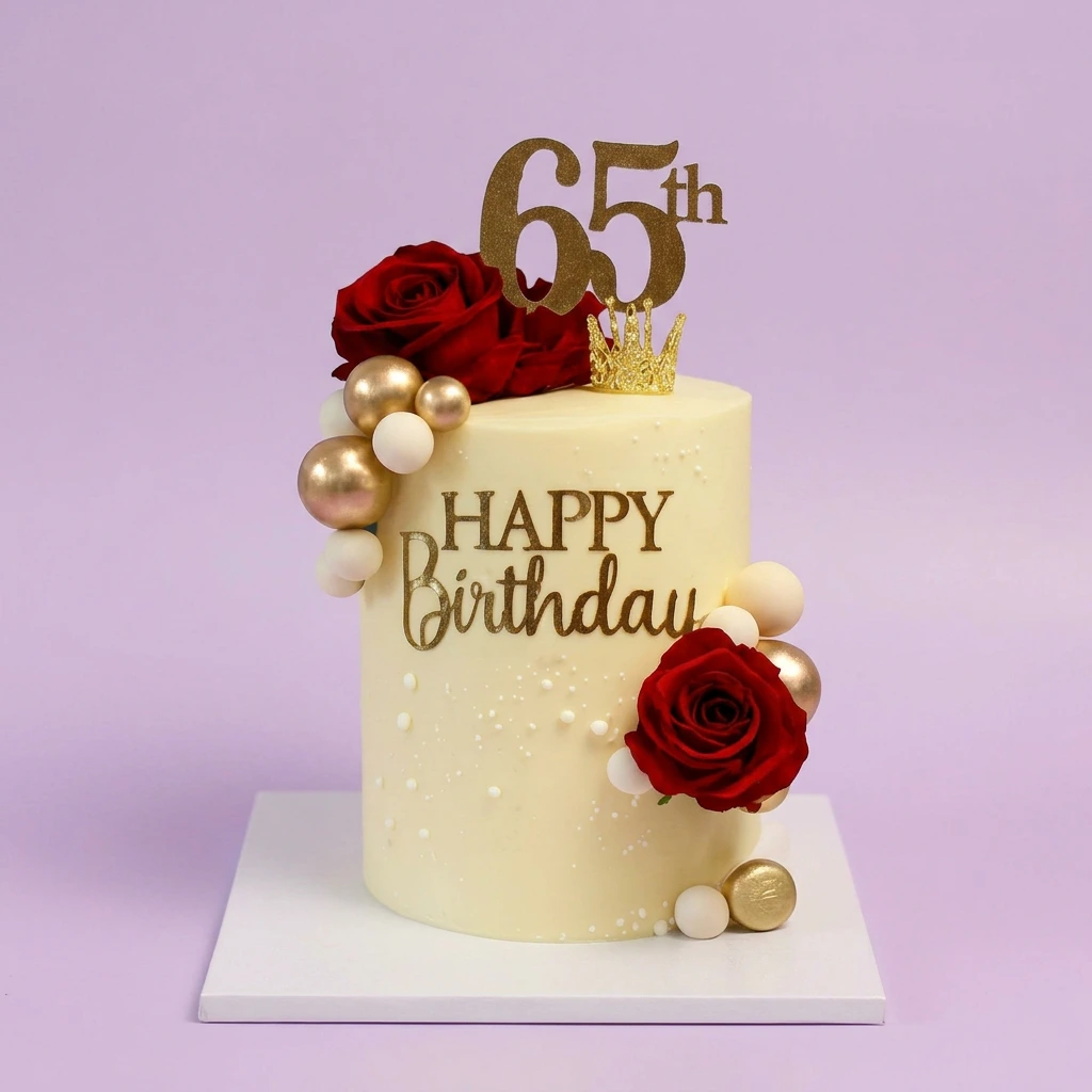 65th Birthday Royal Crown Cake Design