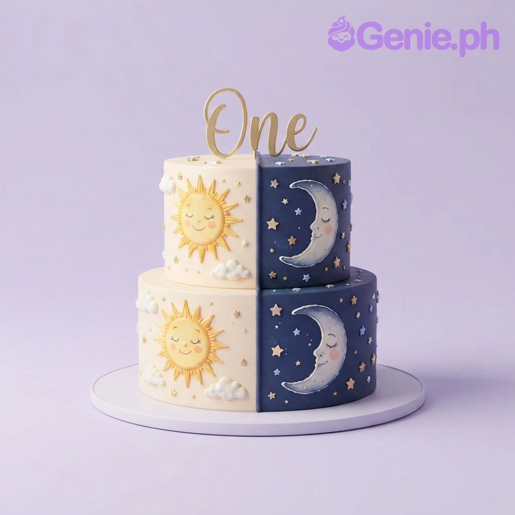 Sun And Moon Birthday Cake Design