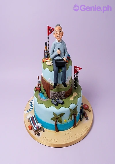 70th Birthday Golf Beach Cake