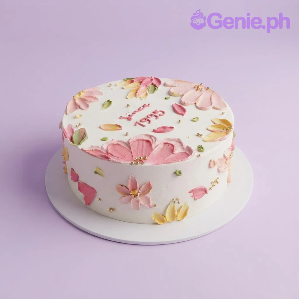 Floral Minimalist Birthday Cake Design