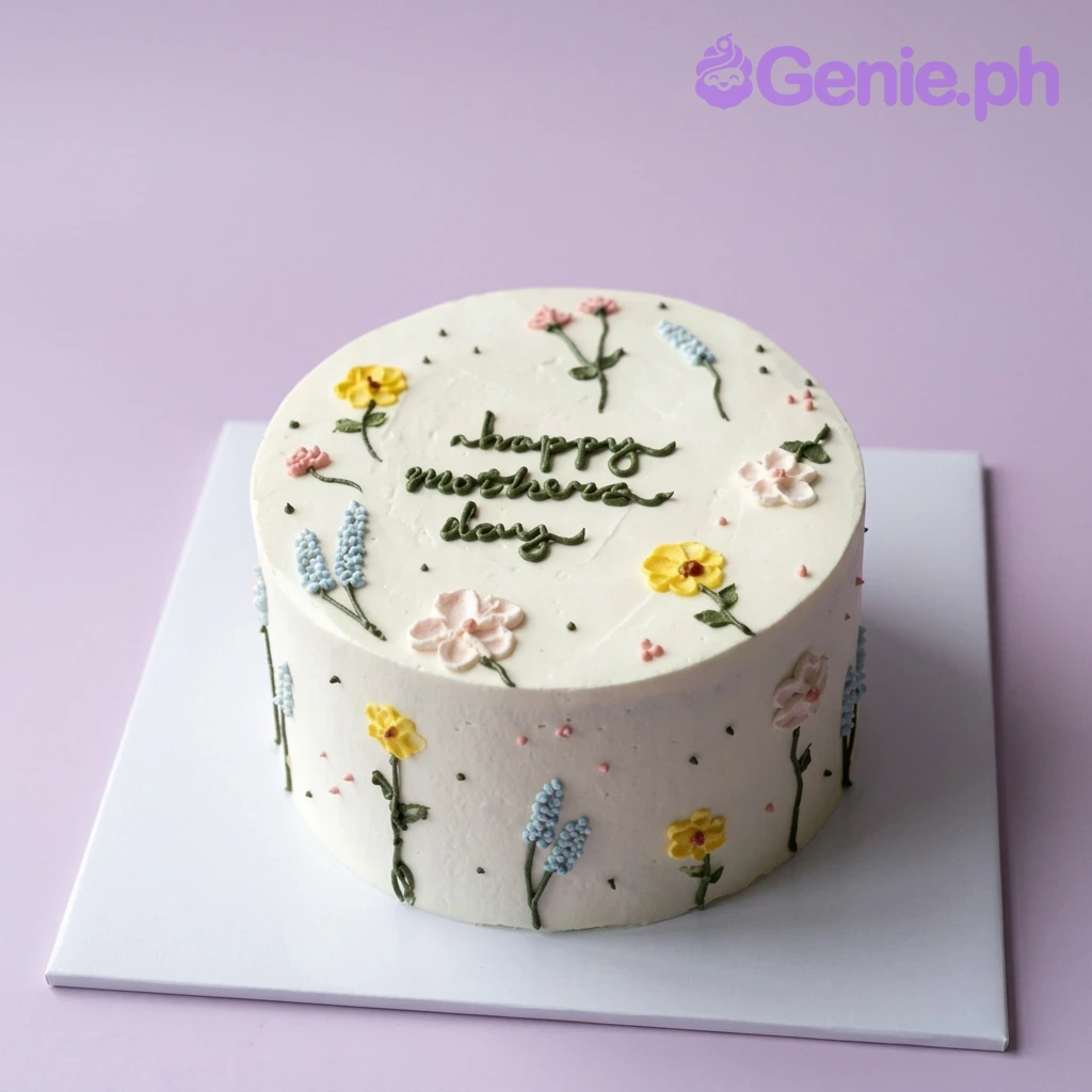 Aesthetic Flower Mothers Day Cake Design