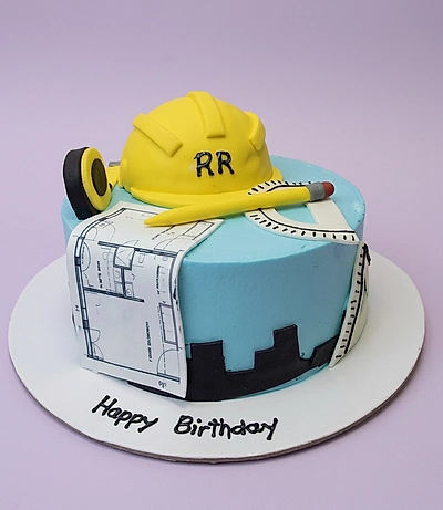 Architectural Blue Cake