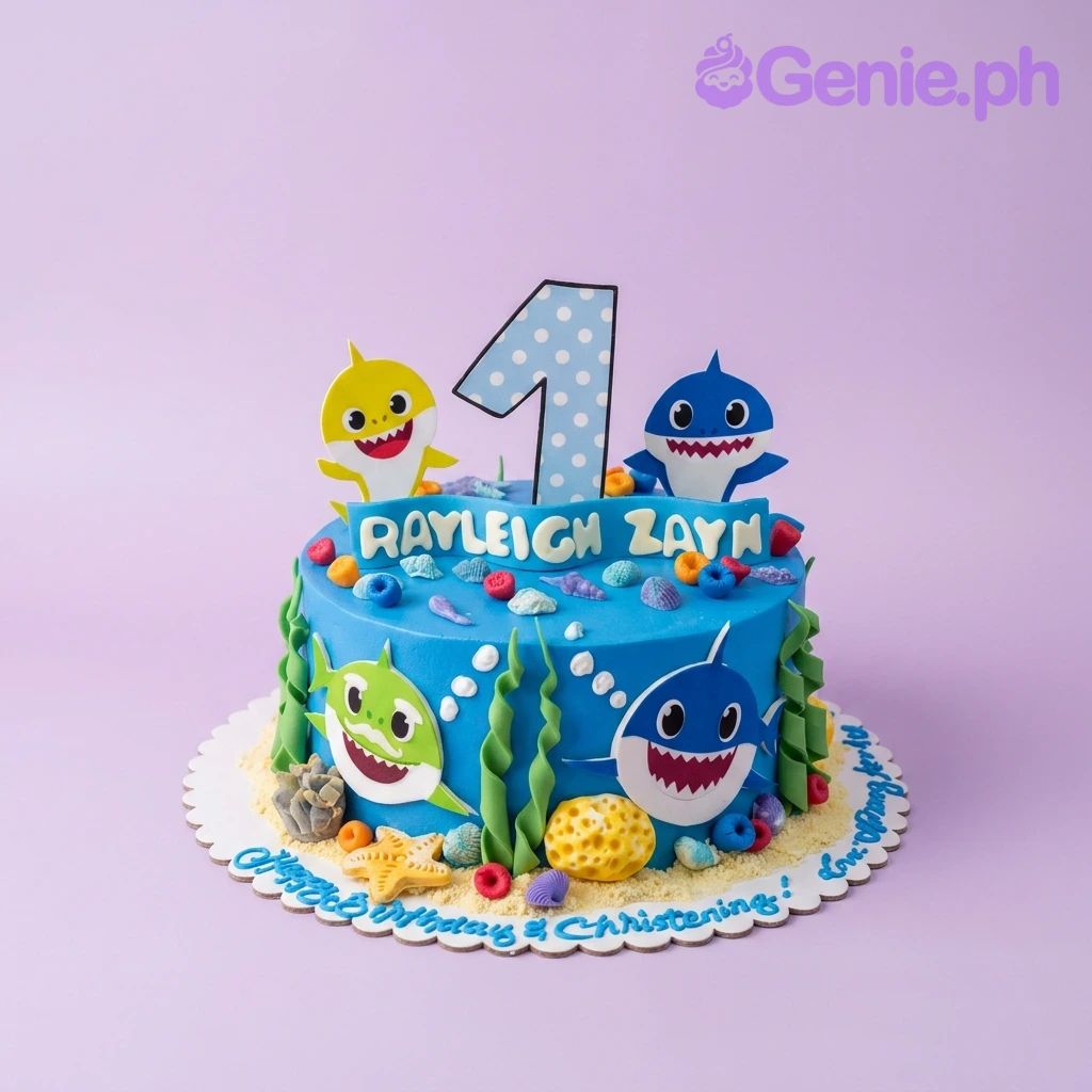 Baby Shark Christening Girl Cake Design
