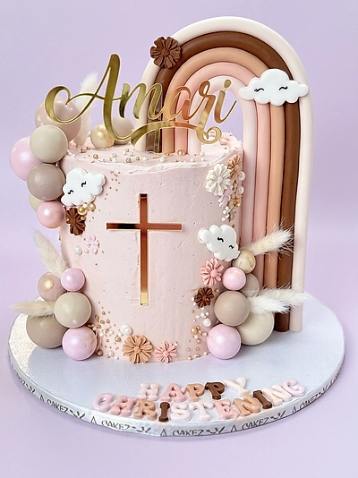 Baptism Rainbow Cake