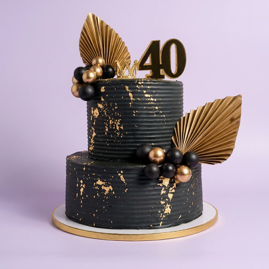 Black And Gold 40th Cake