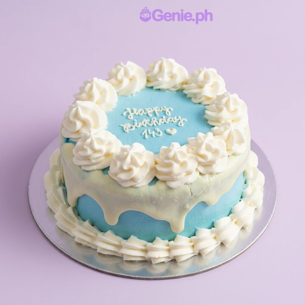 Blue Birthday Sky Blue Bento Cake Sky blue bento cake with white piped border and white icing message
