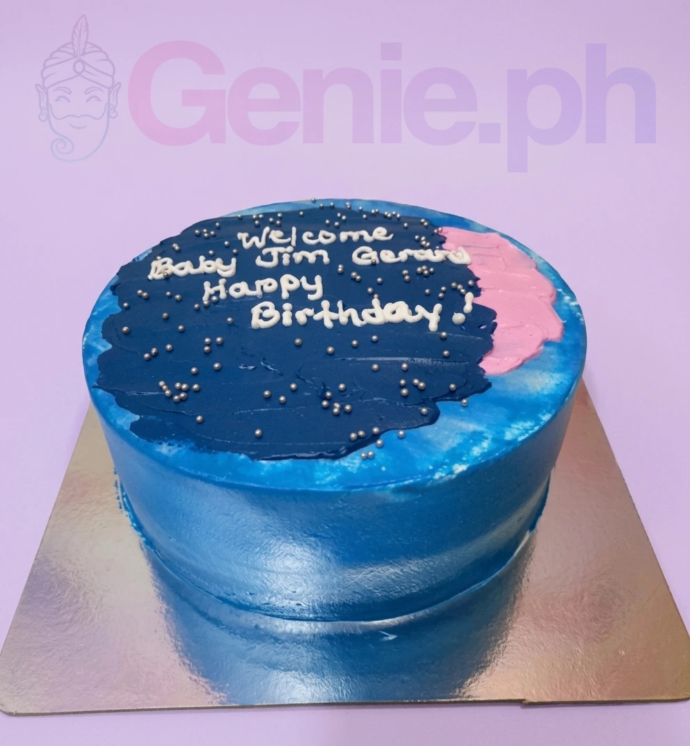 Blue Minimalist Top Wing Cake Design