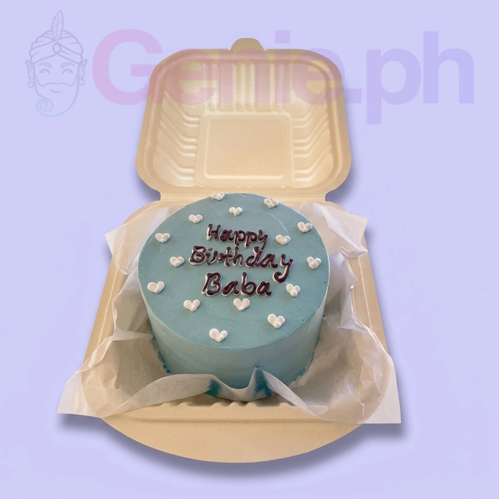 Blue Minimalist Birthday Backdrop Cake Design