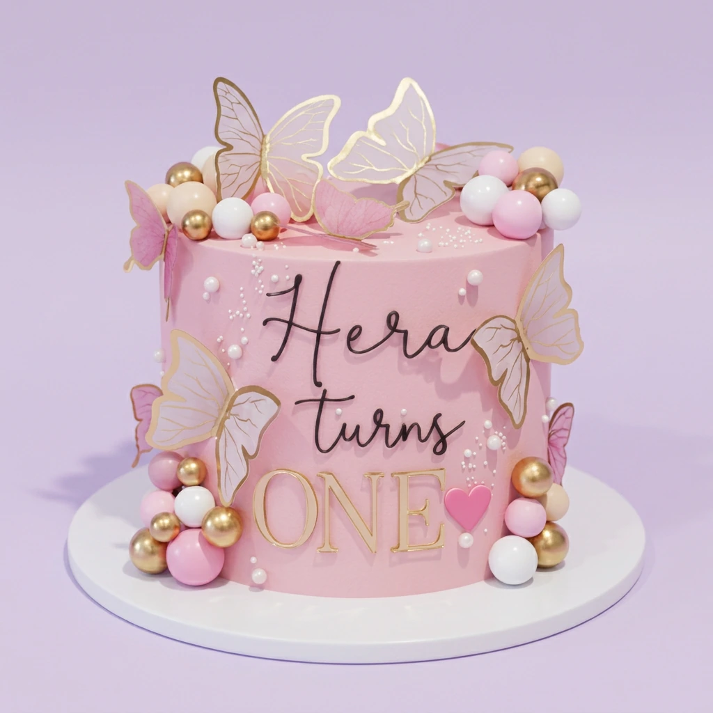 Butterfly First Birthday Cake
