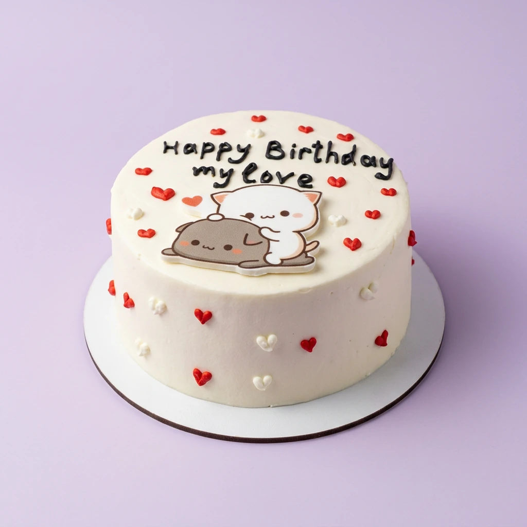 Cat Couple Minimalist Cake