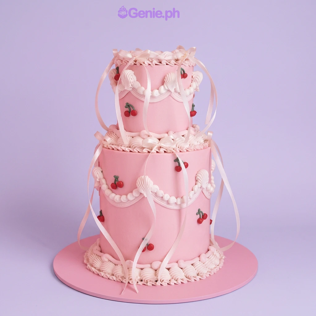 Cherry Ribbon Cake Design Cherry Ribbon Cake Design