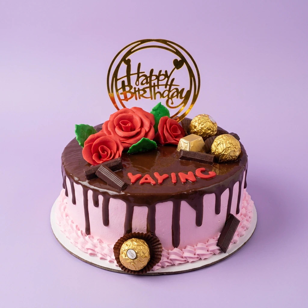 Chocolate Drip Rose Candy Drip Cake Design