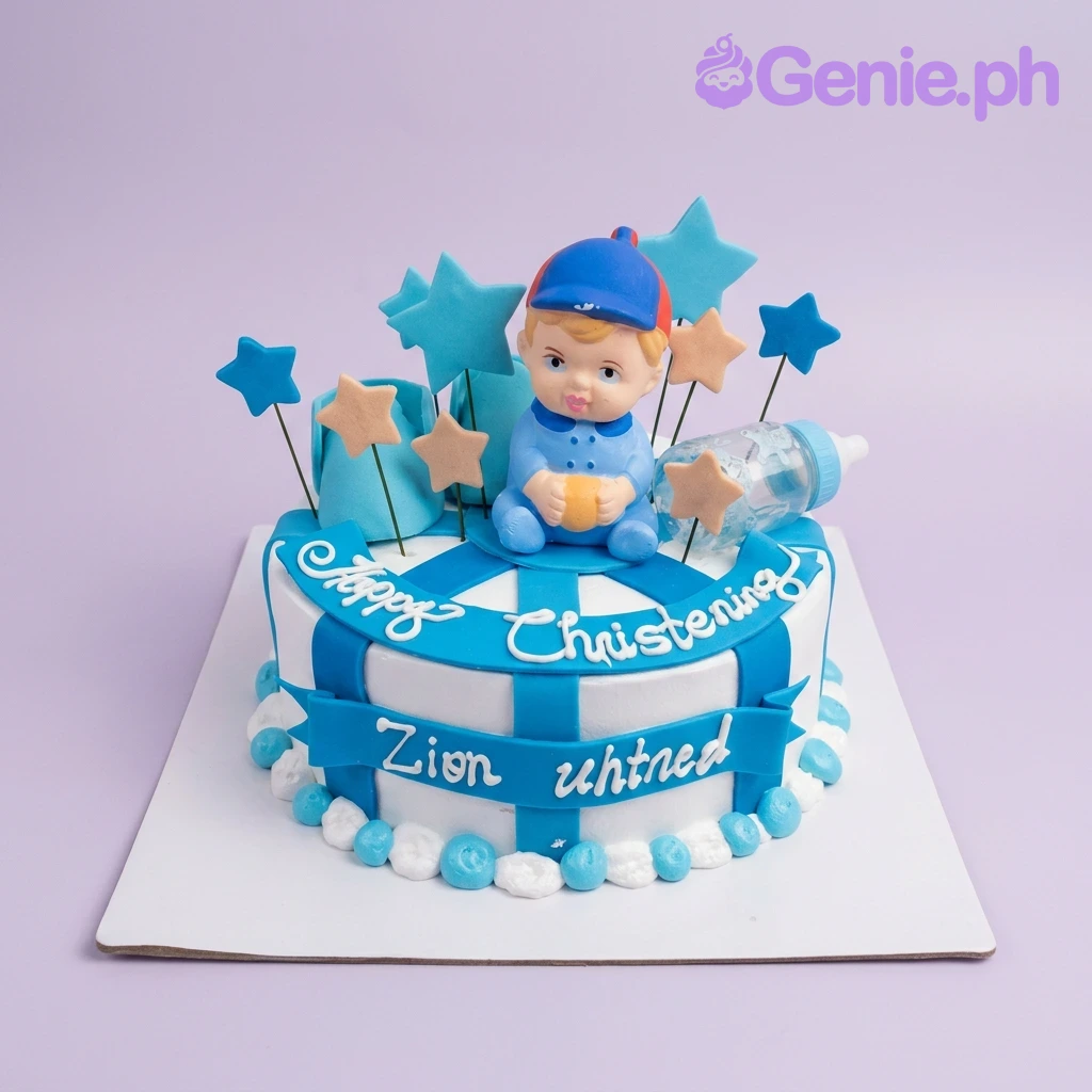 Christening Baby Boy Cake Design