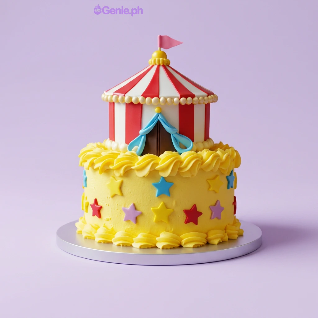 Circus Yellow Cake Design Circus Yellow Cake Design