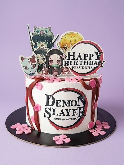 Demon Slayer Birthday Backdrop Cake Design