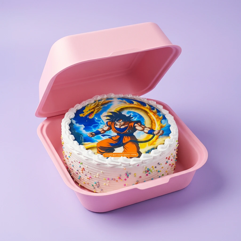 Dragon Ball-Inspired White Bento Cake White bento cake with Goku Dragon Ball Z edible photo top and number candles 41