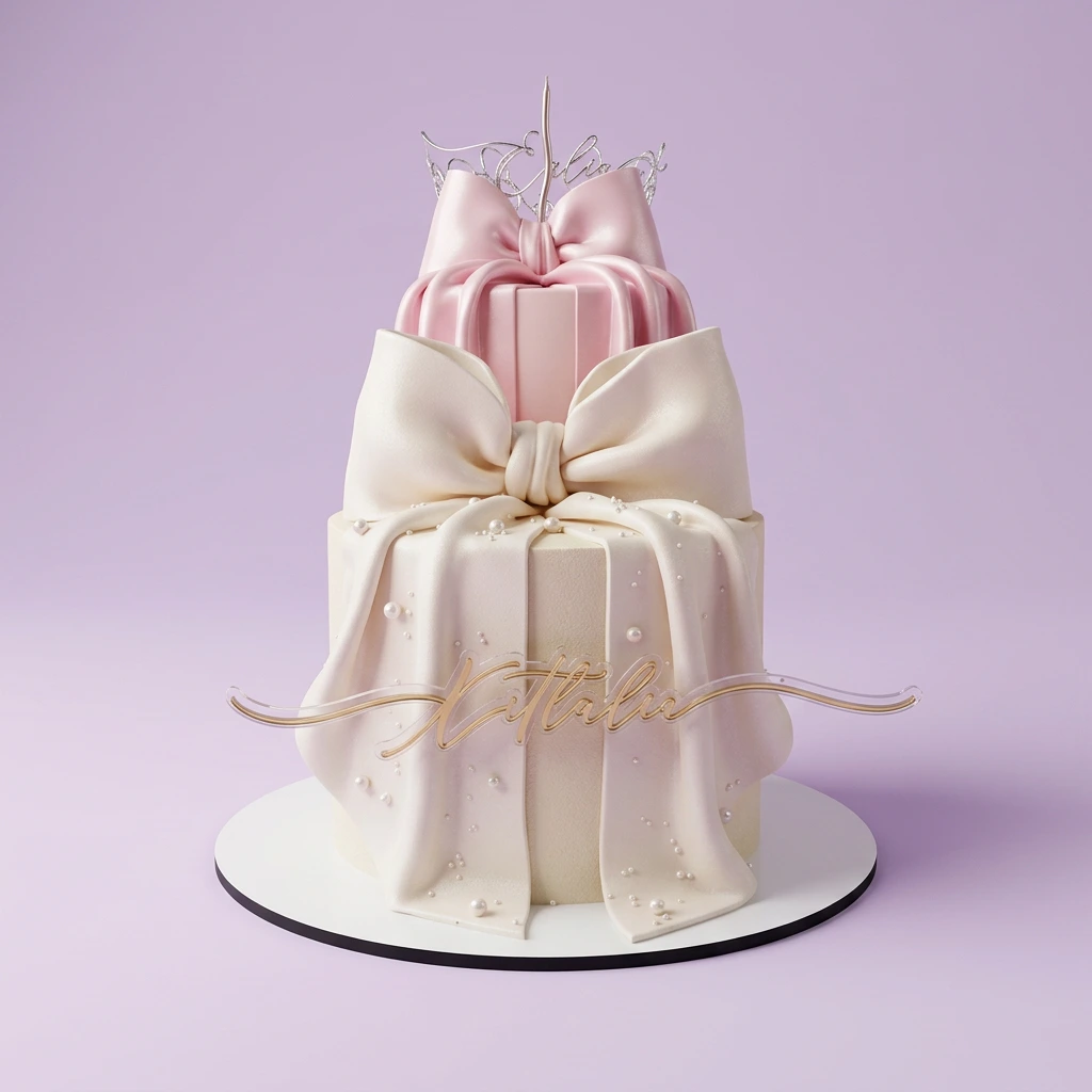 Elegant Ivory Bow Cake