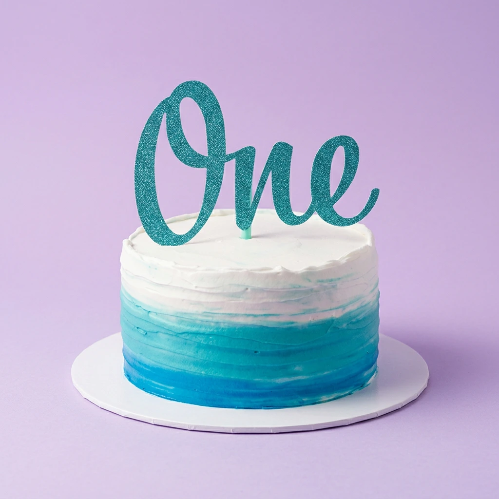 First Birthday Blue Elegant Cake Design