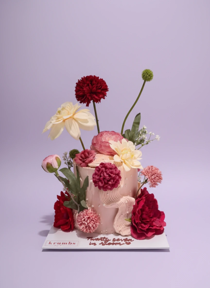 Floral Peach Twenty Cake Design