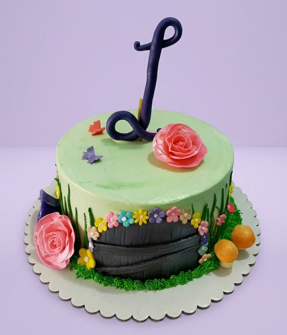 Garden Letter J Cake