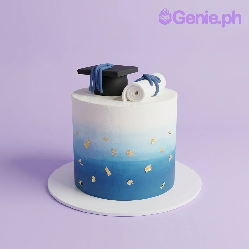 Graduation Blue Gradient Cake Graduation Blue Gradient Cake