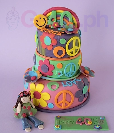 Hippie Peace Groovy Cake Design