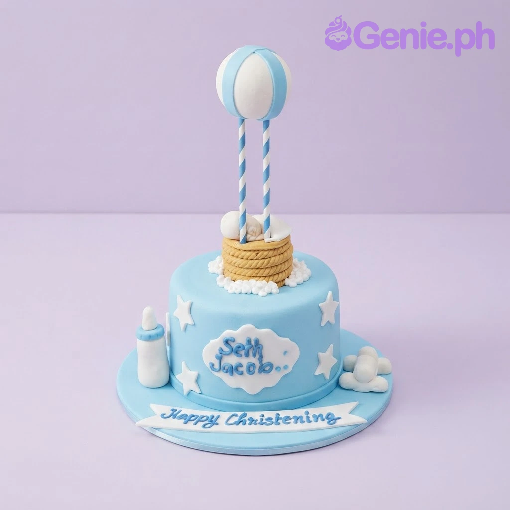 Hot Air Balloon Christening Cake