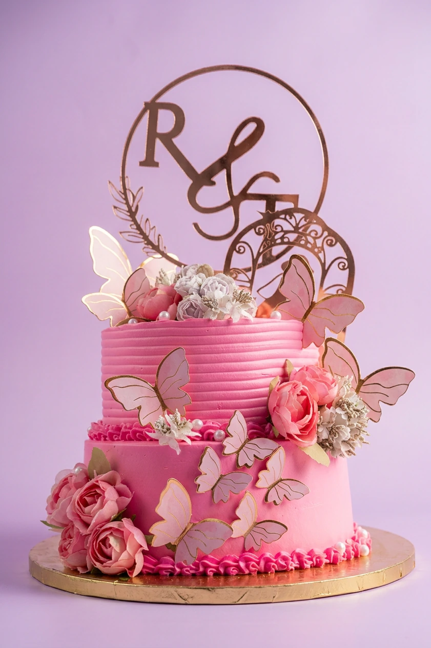Hot Pink Butterfly Cake