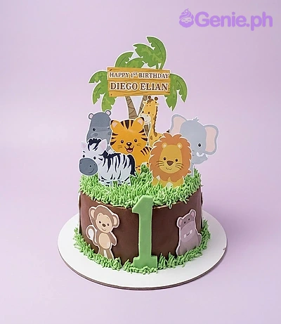 Jungle First Birthday Cake