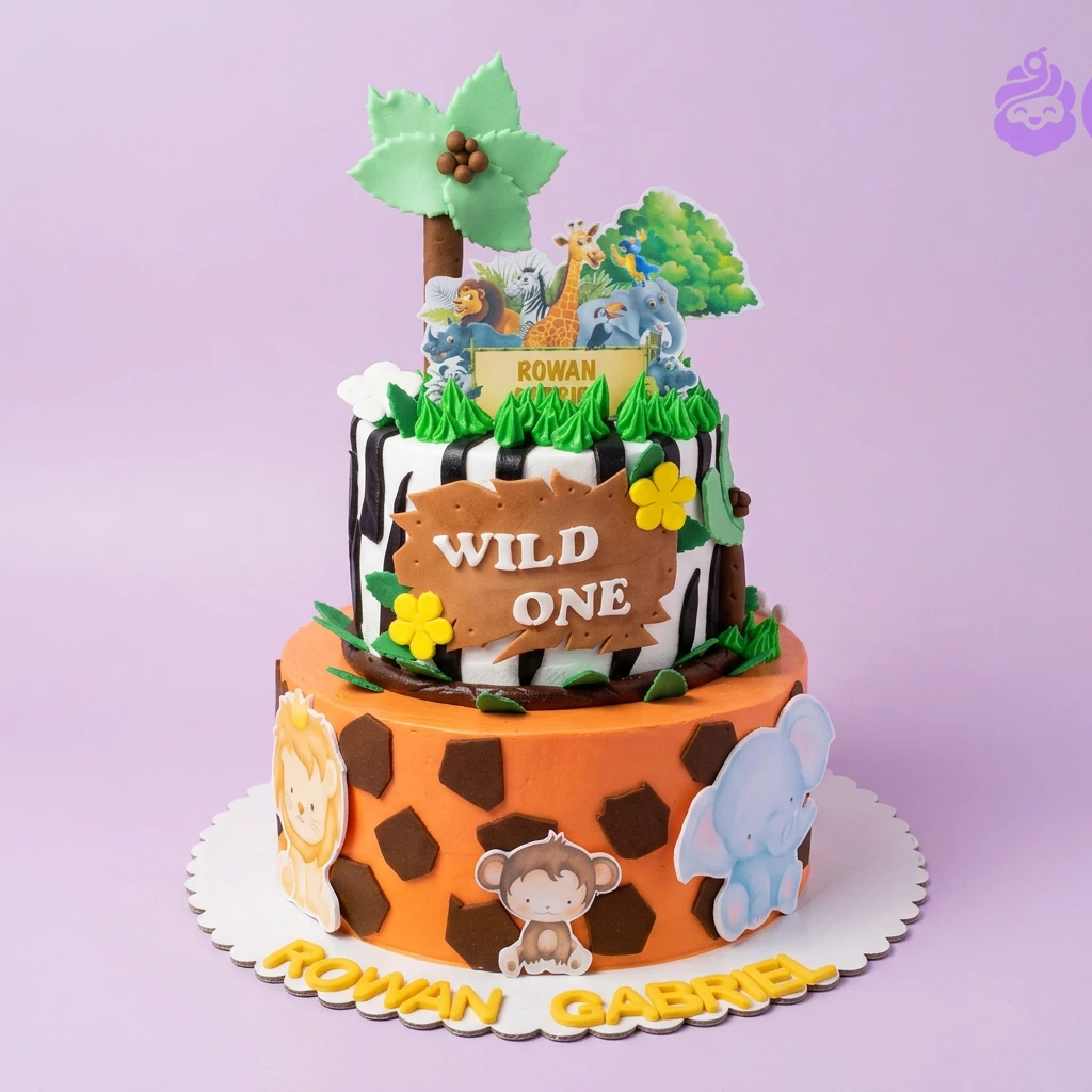 Jungle Safari Wild One Cake Design