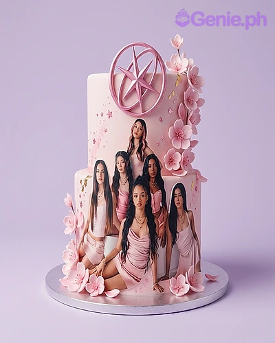 Katseye Kpop Cherry Blossom Cake Design Katseye Kpop Cherry Blossom Cake Design