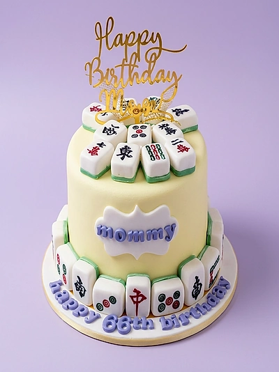 Mahjong Edible Photo Birthday Cake Design