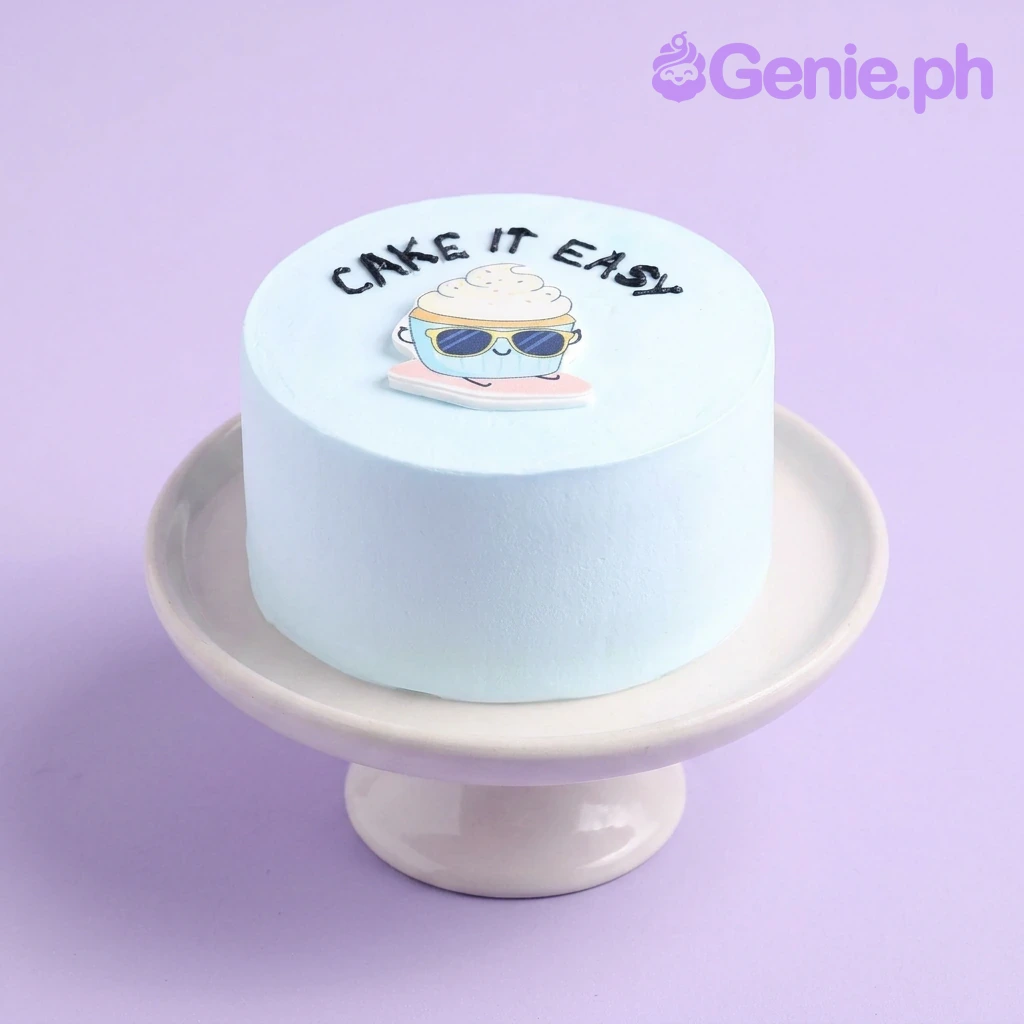 Minimalist Blue Cartoon Cake Design Minimalist Blue Cartoon Cake Design