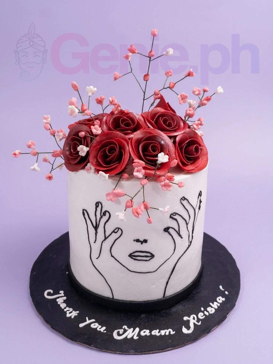 Minimalist Line Art Cake