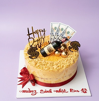 Money Wine Birthday Cake