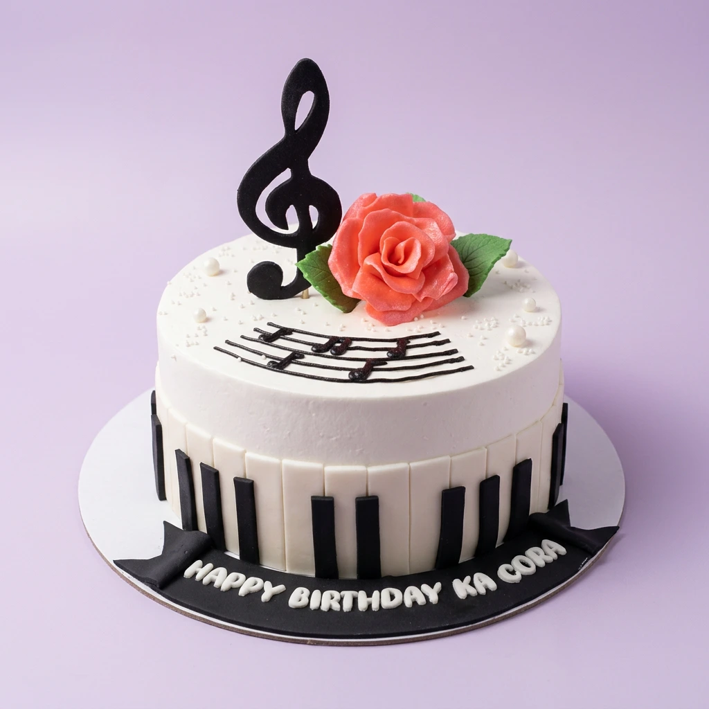 Music Piano Music Birthday Cake Design