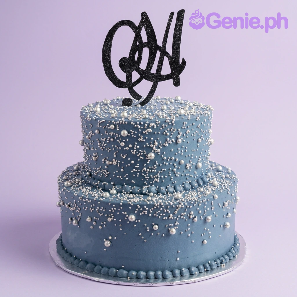 Navy Blue Pearl Pool Cake Design