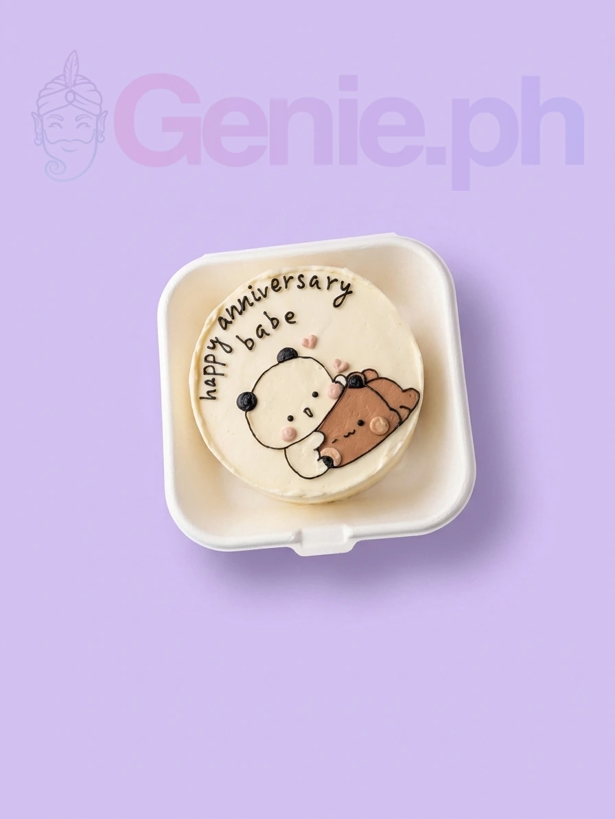 Panda Bear Anniversary Bento Cake Design