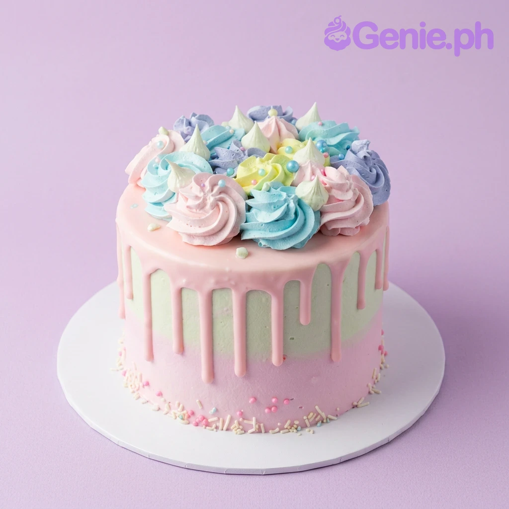 Pastel Rainbow Drip Cake Design