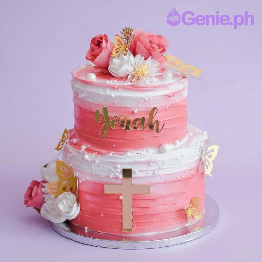Pink Baptism Cake