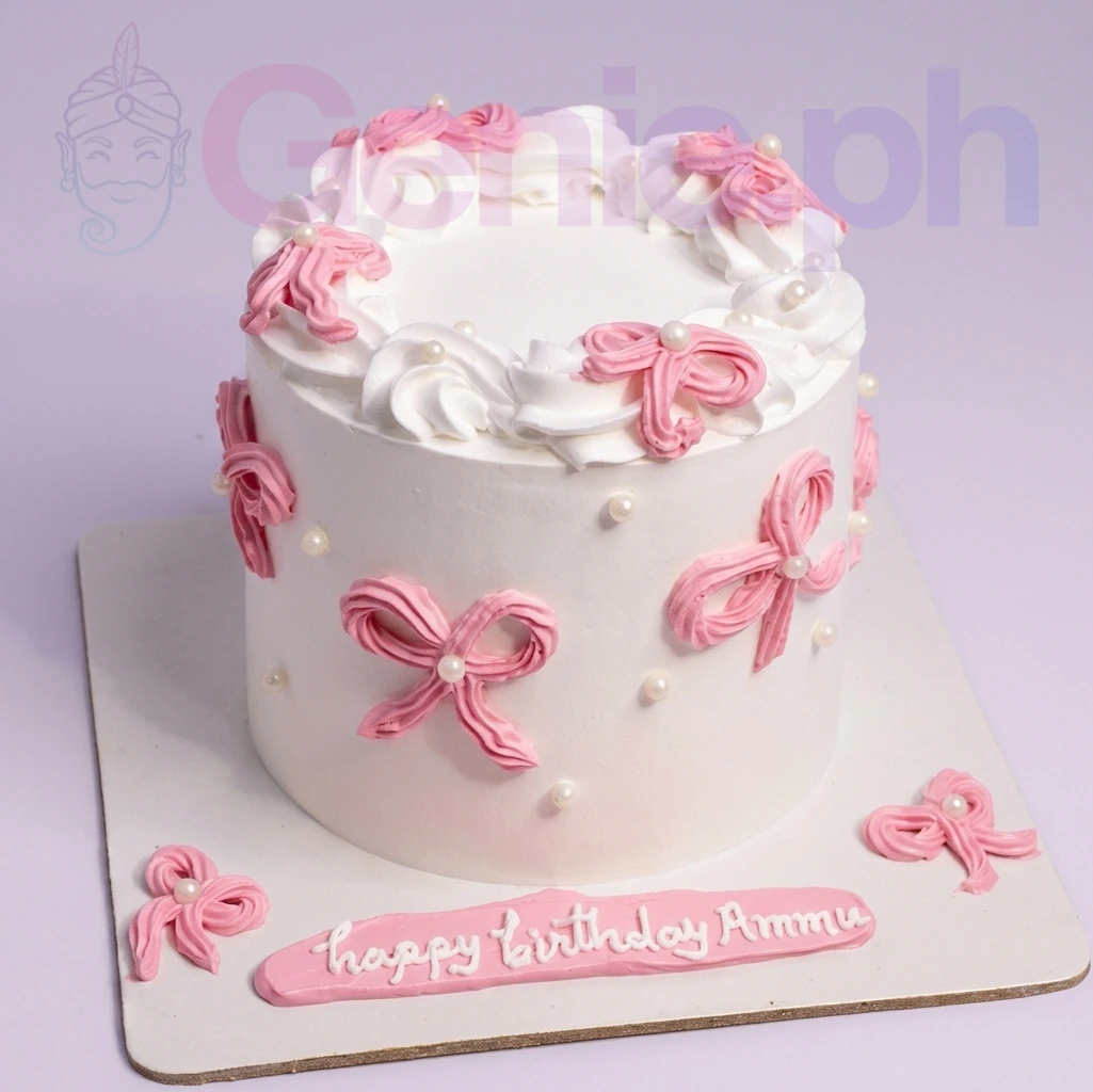 Pink Bow Minimalist Cake