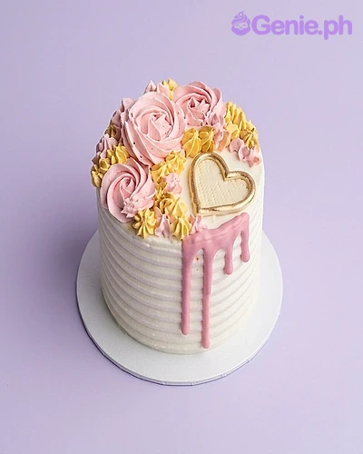 Pink Floral Heart Cake