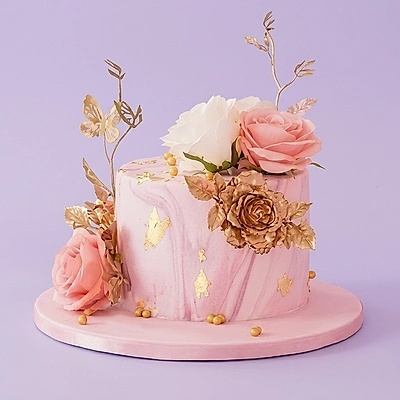 Pink Floral Sing Cake Design