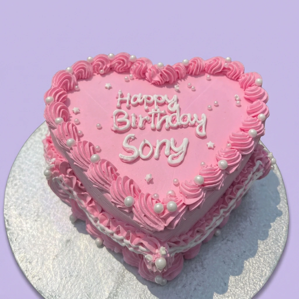 Pink Heart Vintage Cake