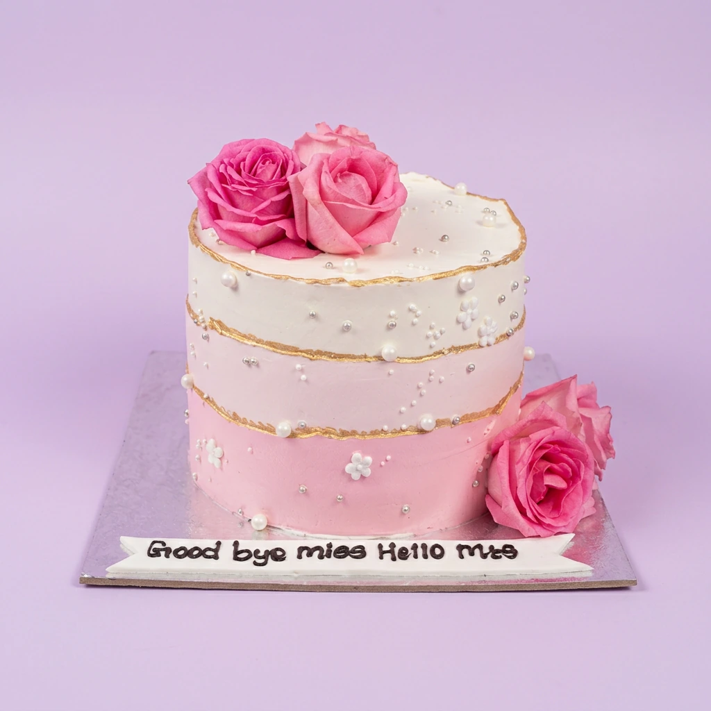 Pink Ombre Rose Cake