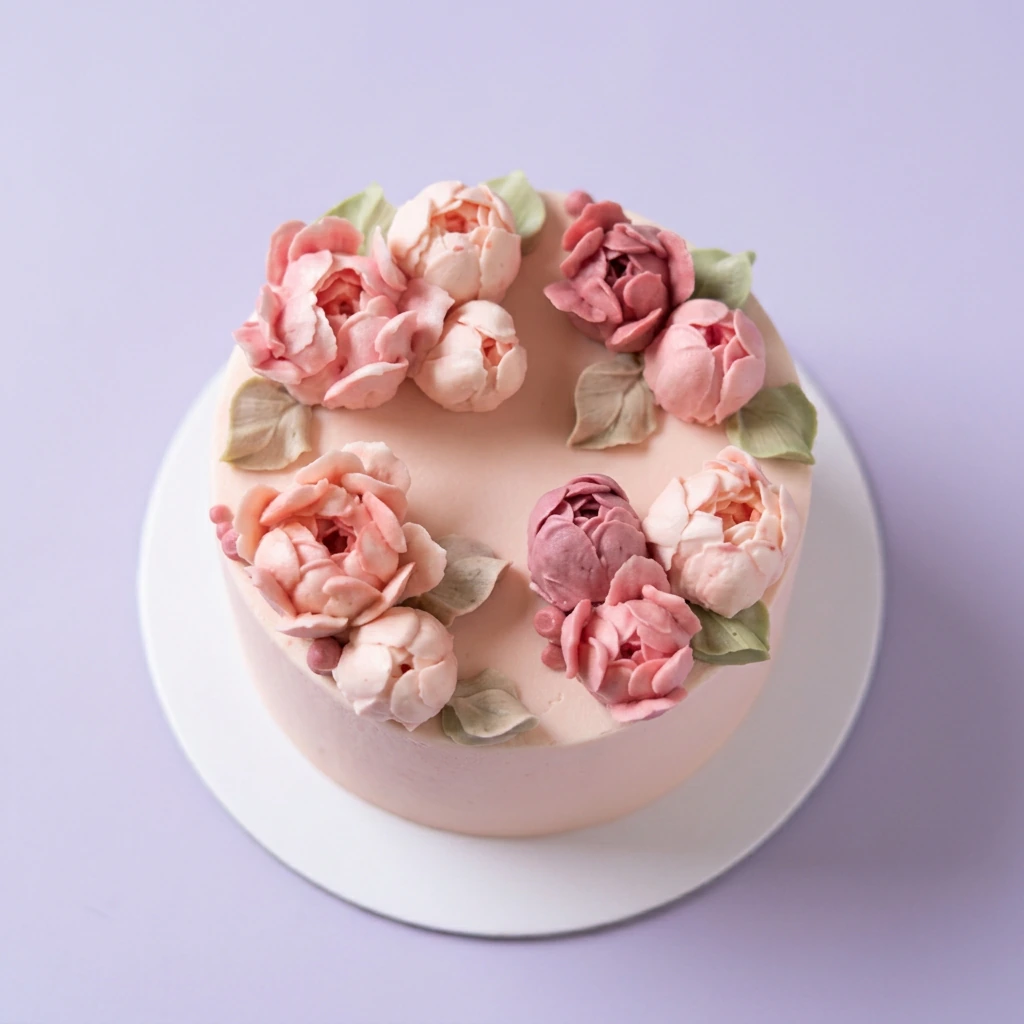 Pink Peony Floral Cake