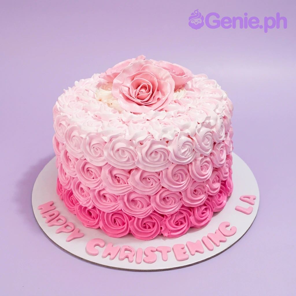 Pink Rosette Christening Rosettes Cake Design Pink Rosette Christening Rosettes Cake Design