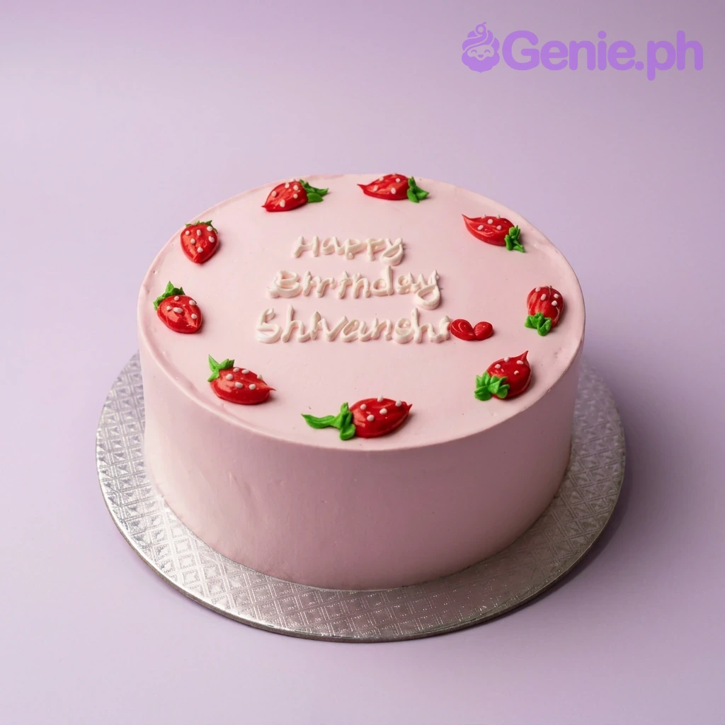 Pink Strawberry Minimalist Strawberry Short Cake Design Pink Strawberry Minimalist Strawberry Short Cake Design